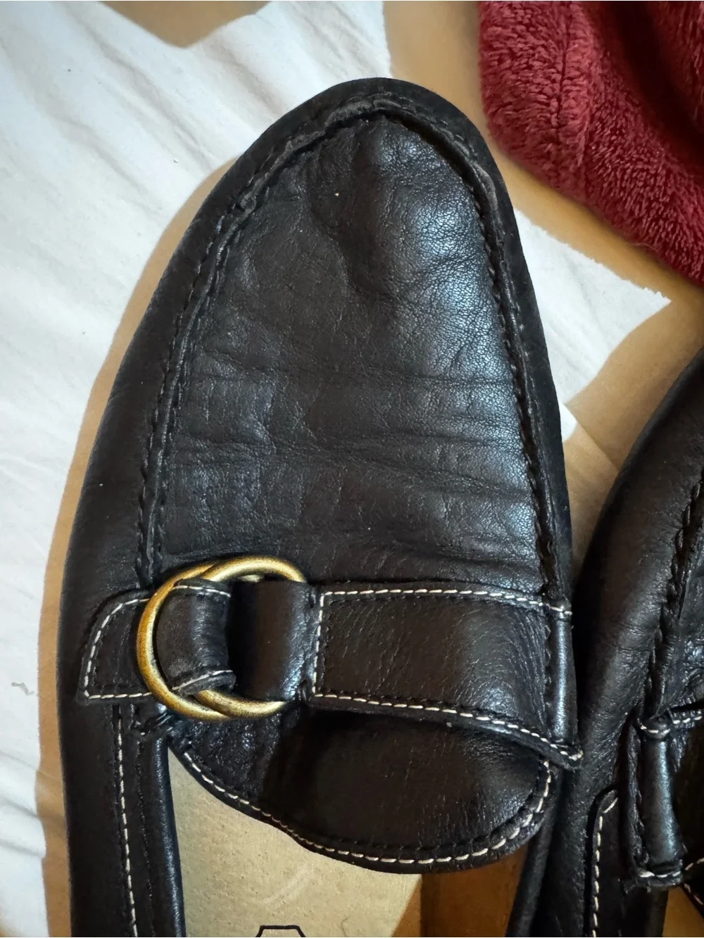 Coach Black Leather Men’s Slip-On Loafers with Brass Buckle